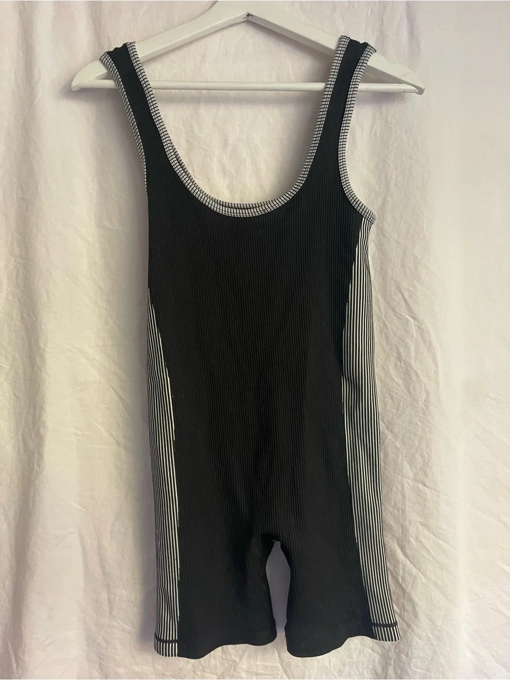 Activewear Sculpting Striped One Piece Bodysuit Size S Sporty Yoga Athletic